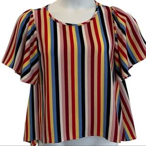 Vizio USA Multi colored Short Sleeves Blouse. Size Medium
